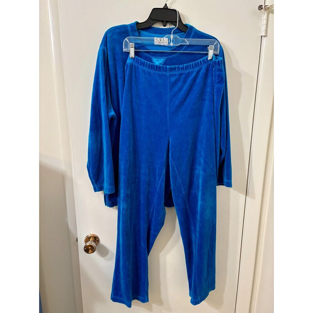 N. Y. L . New York Laundry Woman Vintage Size 1X Teal Cotton Velour Lounge Set